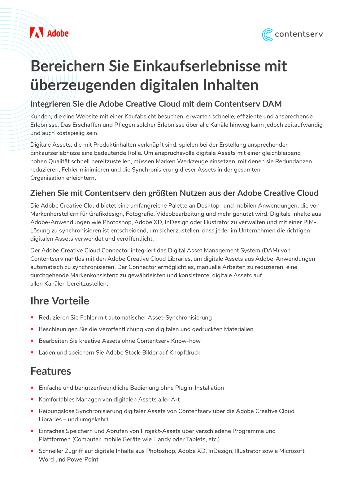 Adobe Creative Cloud Connector mit digitalen Inhalten...